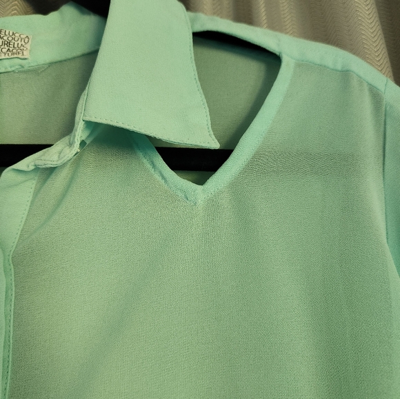 Mint Blouse with Cutouts & Black Cuff Detail - Picture 5 of 5